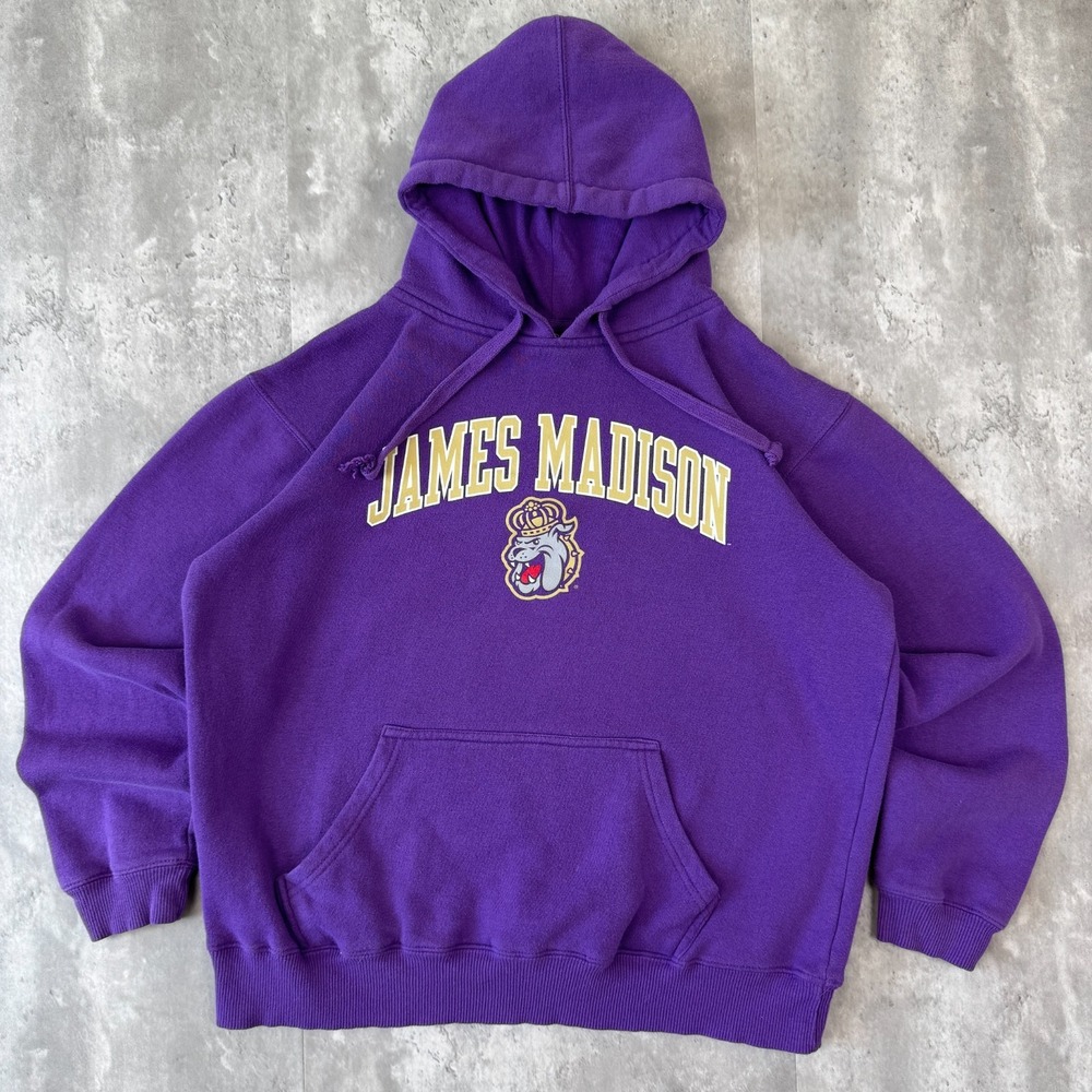 James Madison University Hoodie Mens L Purple Dukes JMU NCAA College Pullover
